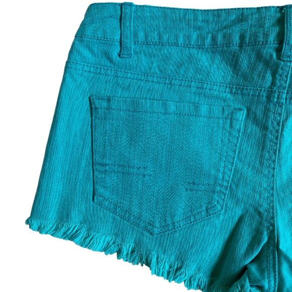O'Neill Community Jean Shorts Women's Size 7 Teal Denim Raw Hem Beach Summer - Picture 6 of 12